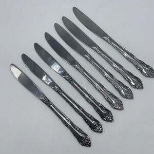 Rogers Dream Rose Set Of 7 Stainless‎ Steel Dinner Knives EUC